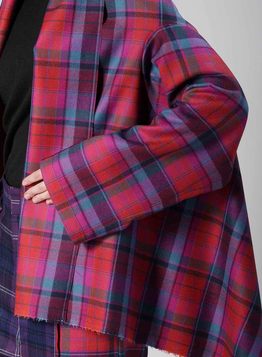 Plaid Scarf Blouson