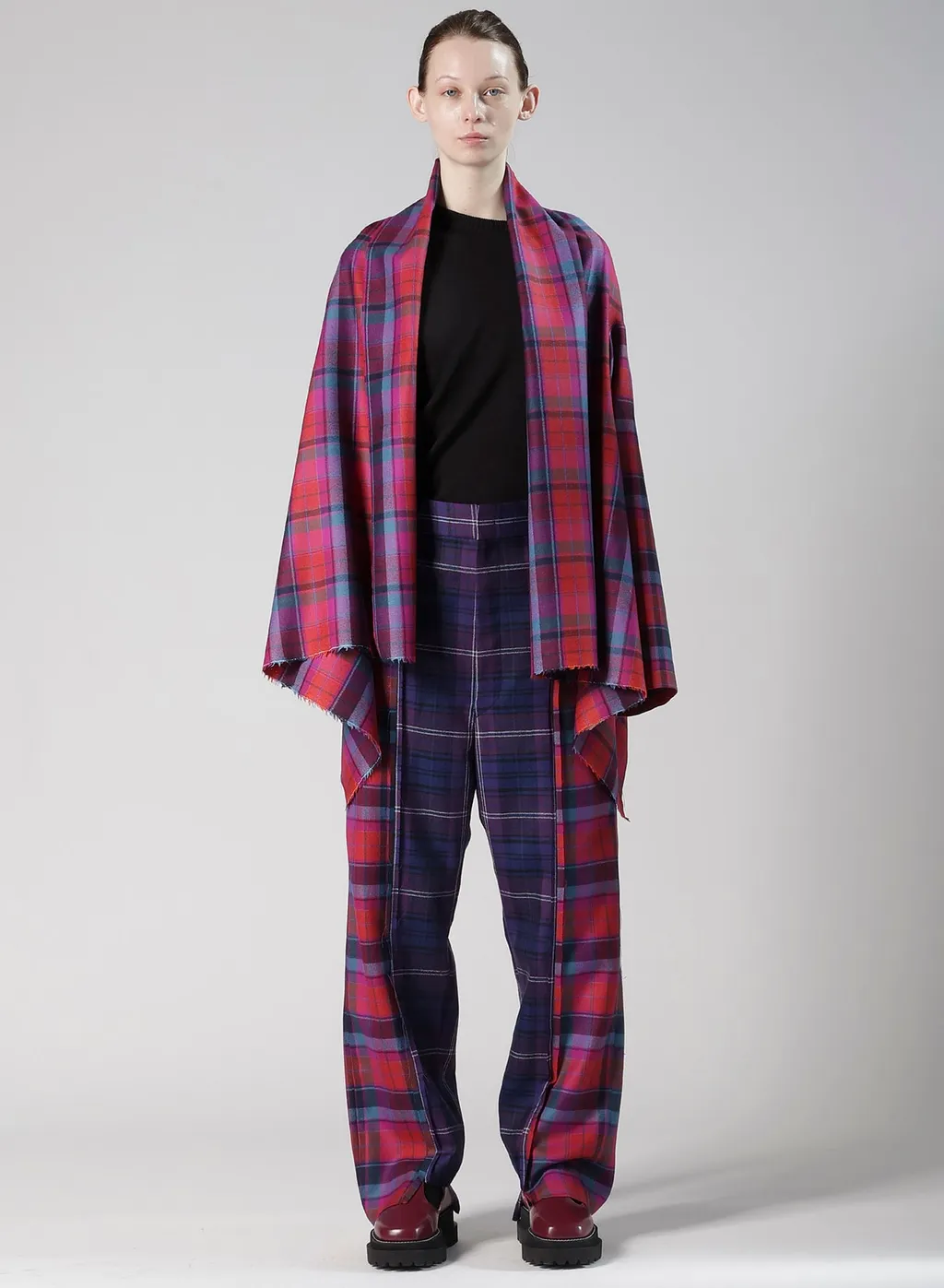 Plaid Scarf Blouson