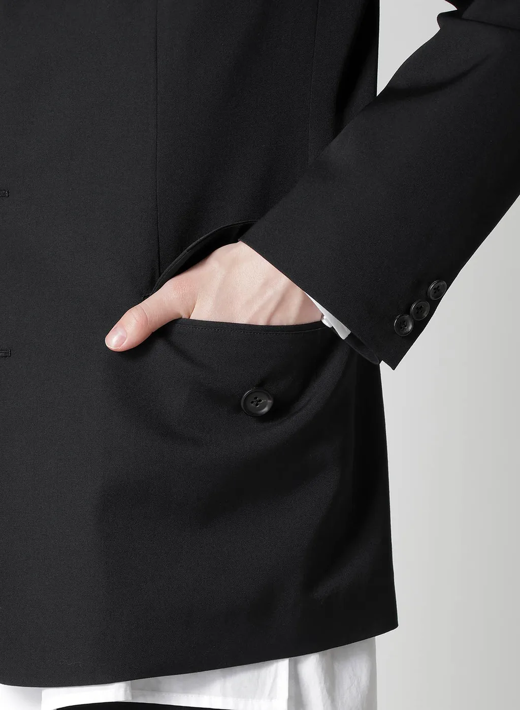 Wool Gabardine Jacket With A Right Lapel Tab
