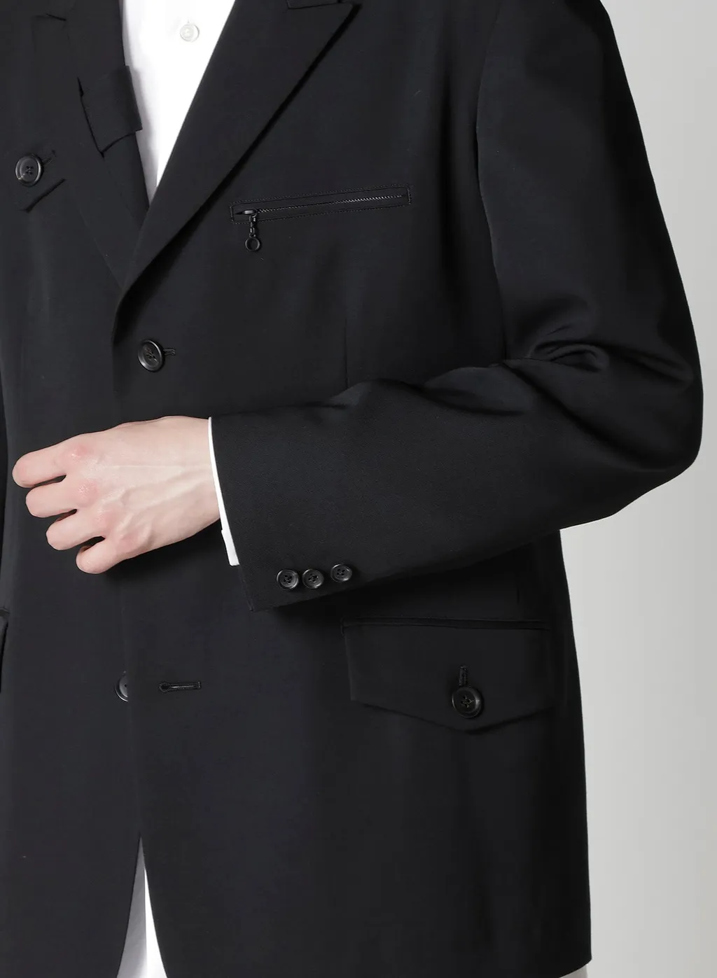 Wool Gabardine Jacket With A Right Lapel Tab