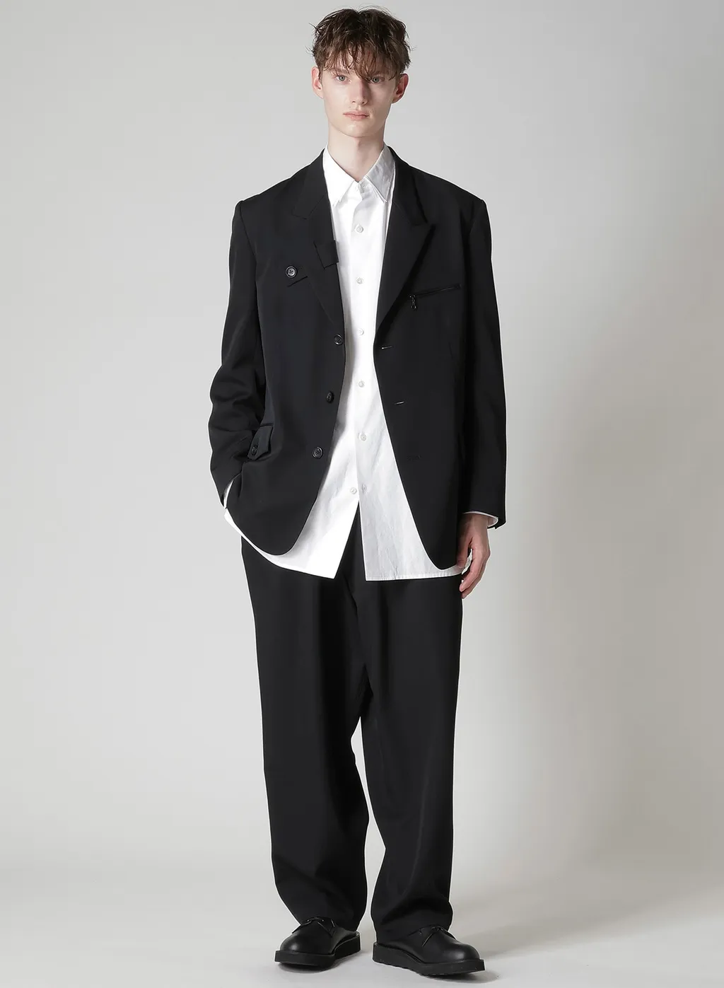 Wool Gabardine Jacket With A Right Lapel Tab