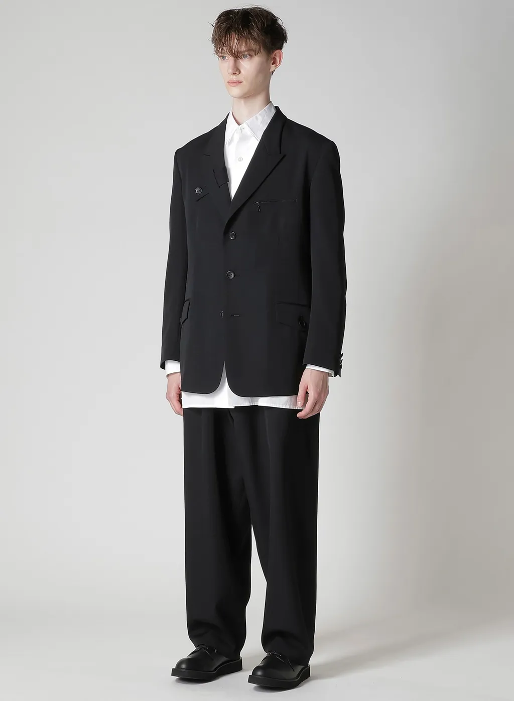 Wool Gabardine Jacket With A Right Lapel Tab