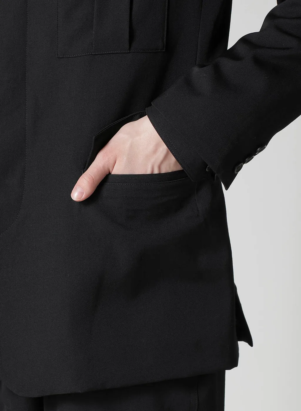 Wool Gabardine Jacket With Military Detils