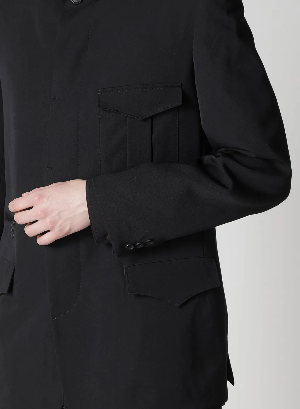 Wool Gabardine Jacket With Military Detils