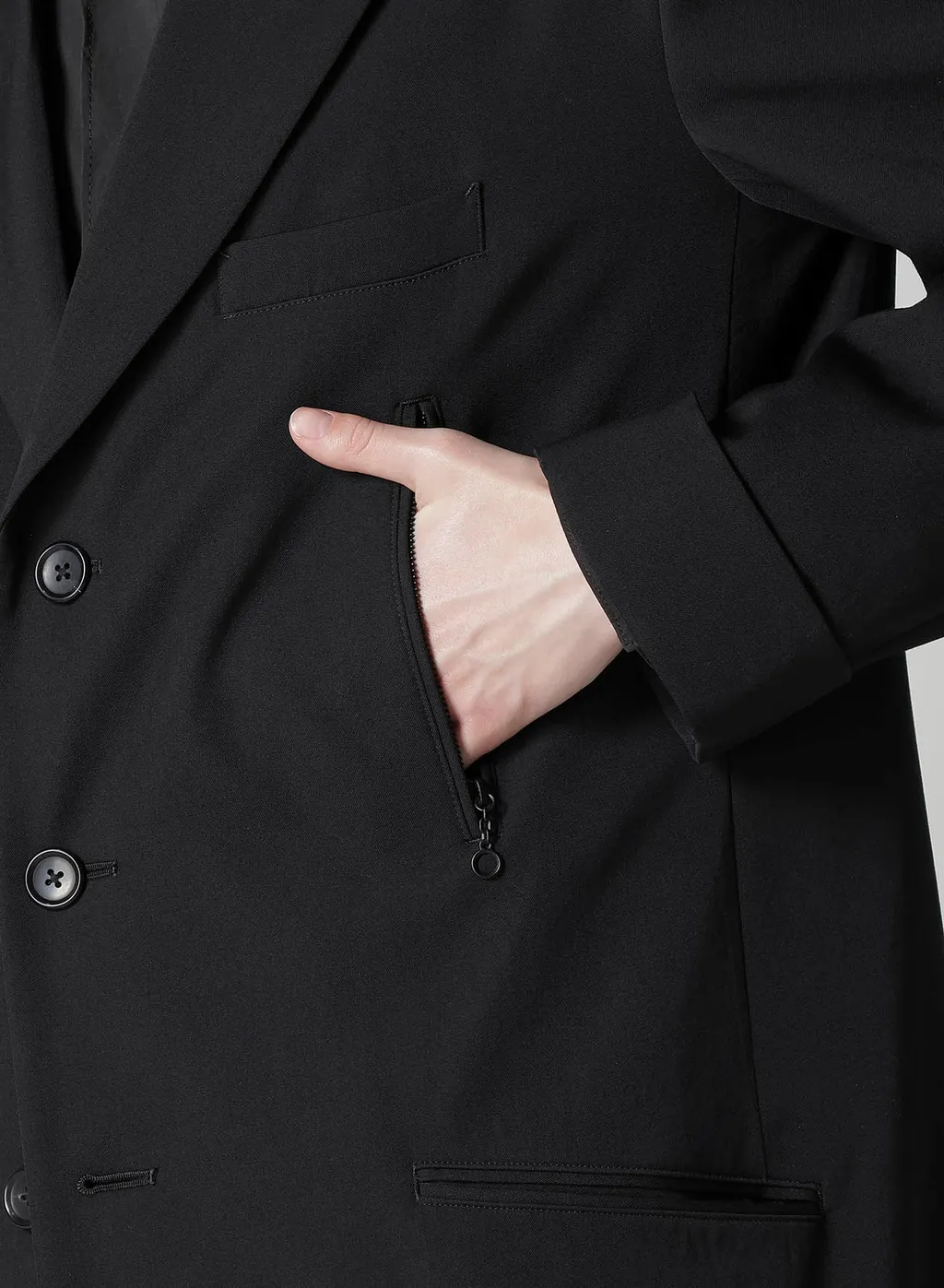 Wool Gabardine Long Sleeve Detail Jacket