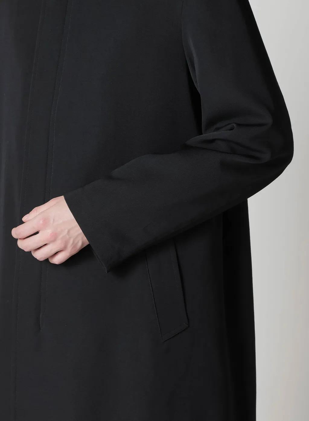 Wool Gabardine Coat With Stand Front Collar