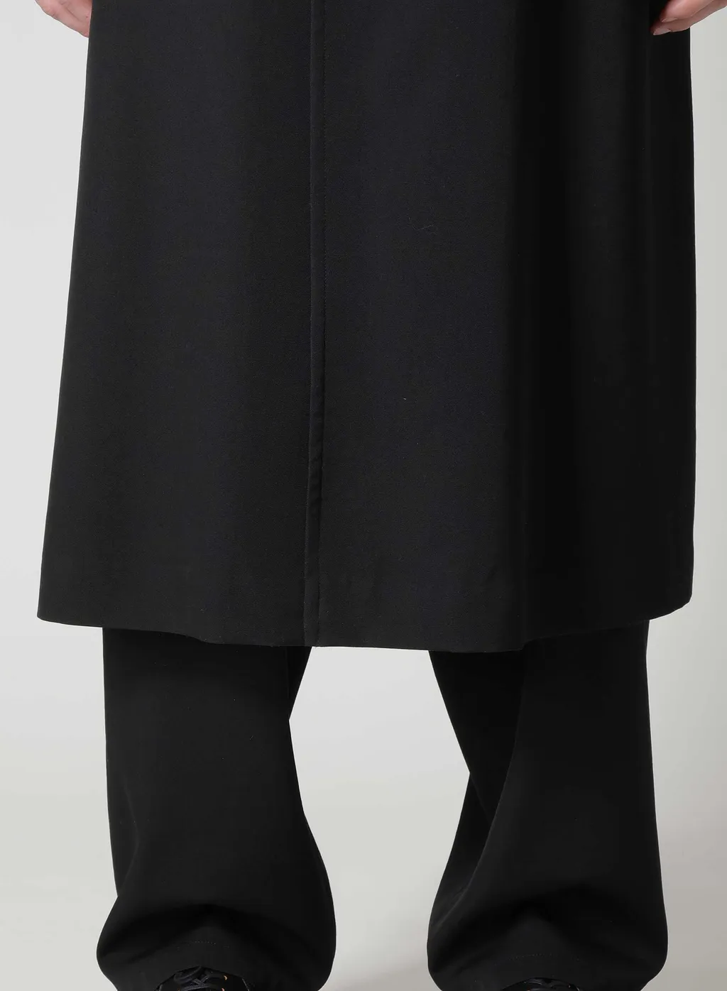 Wool Gabardine Coat With Stand Front Collar