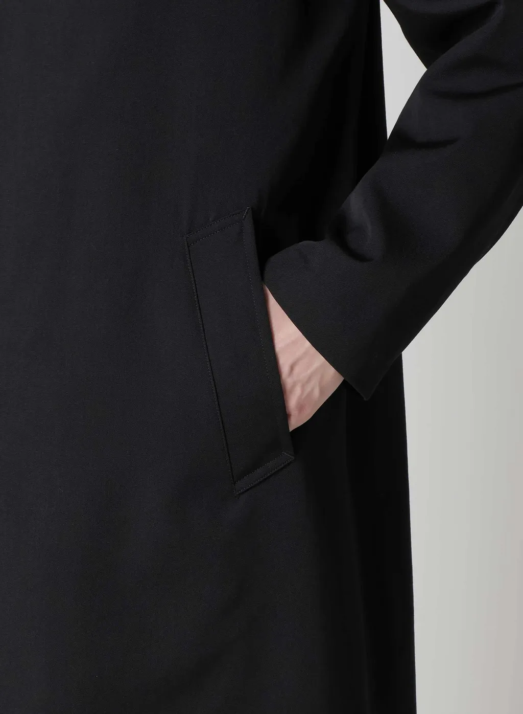 Wool Gabardine Coat With Stand Front Collar