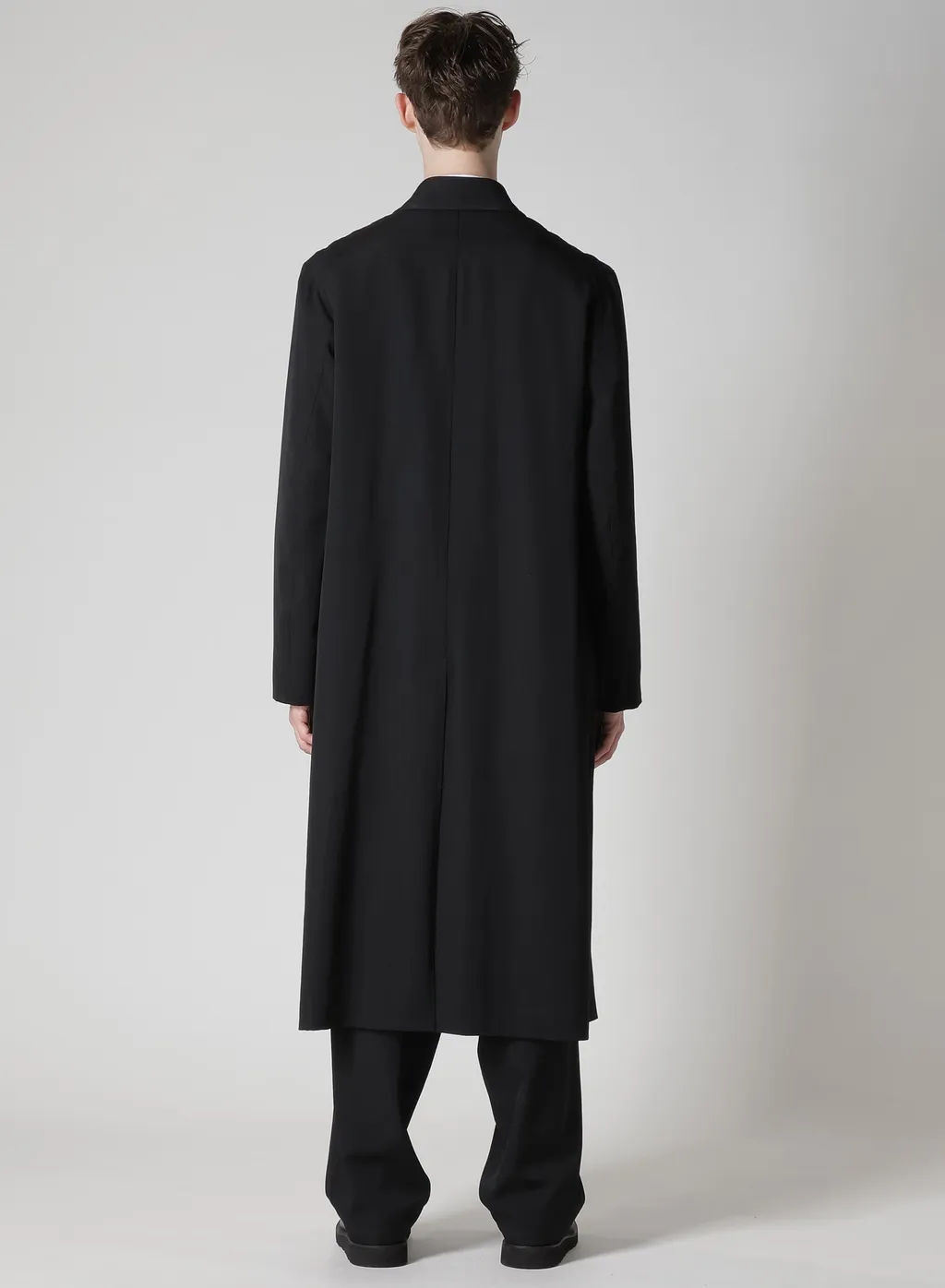 Wool Gabardine Coat With Stand Front Collar