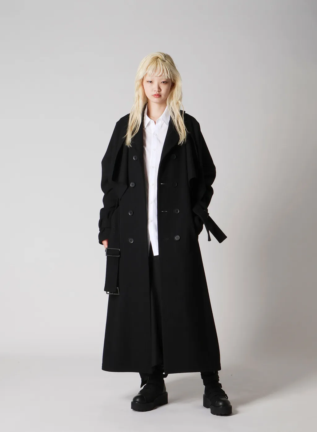 Wool Mosser Trench Coat With Belt