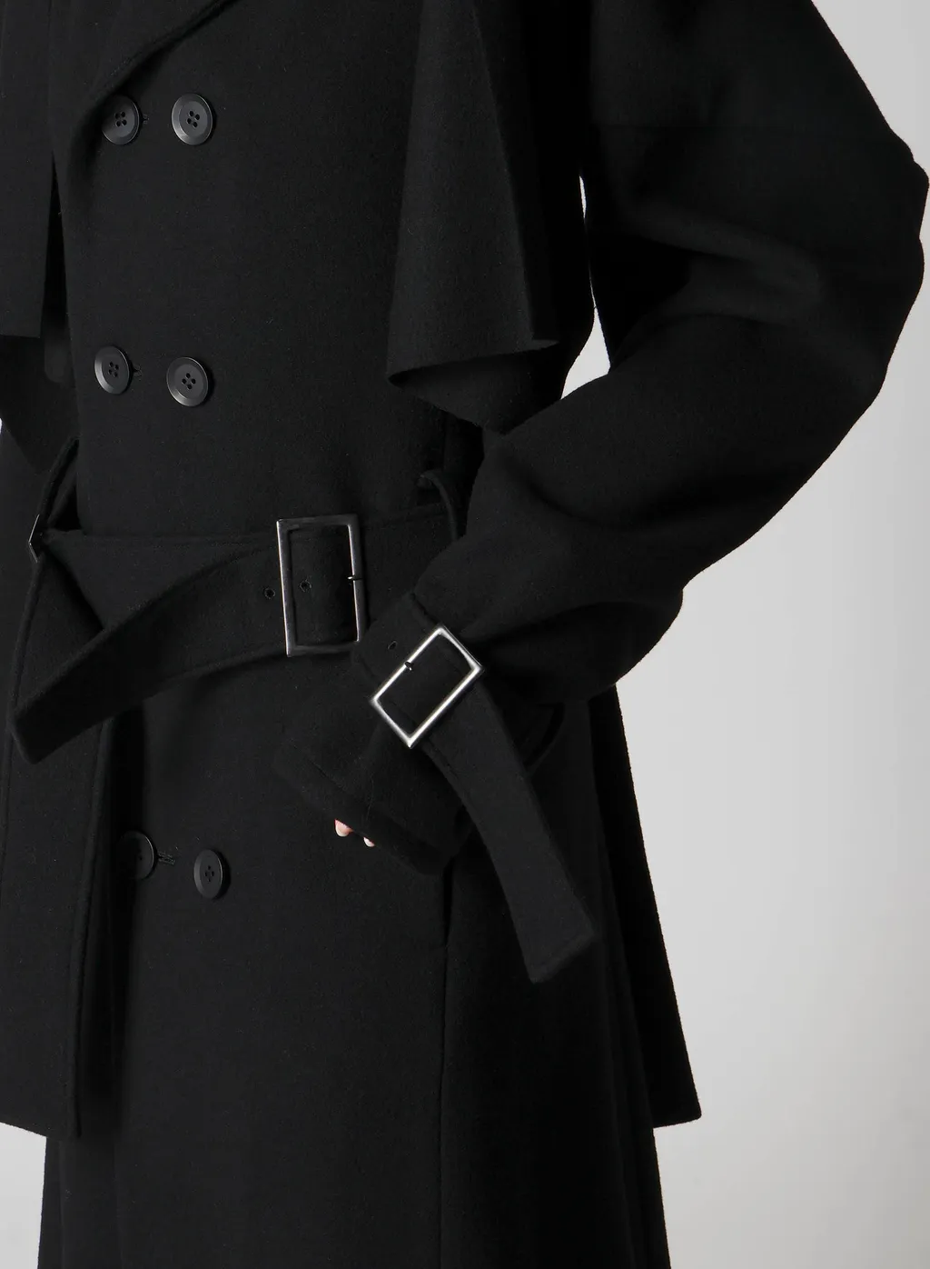 Wool Mosser Trench Coat With Belt