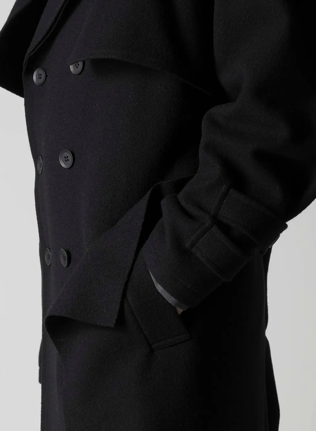 Wool Mosser Back Drape Trench Coat
