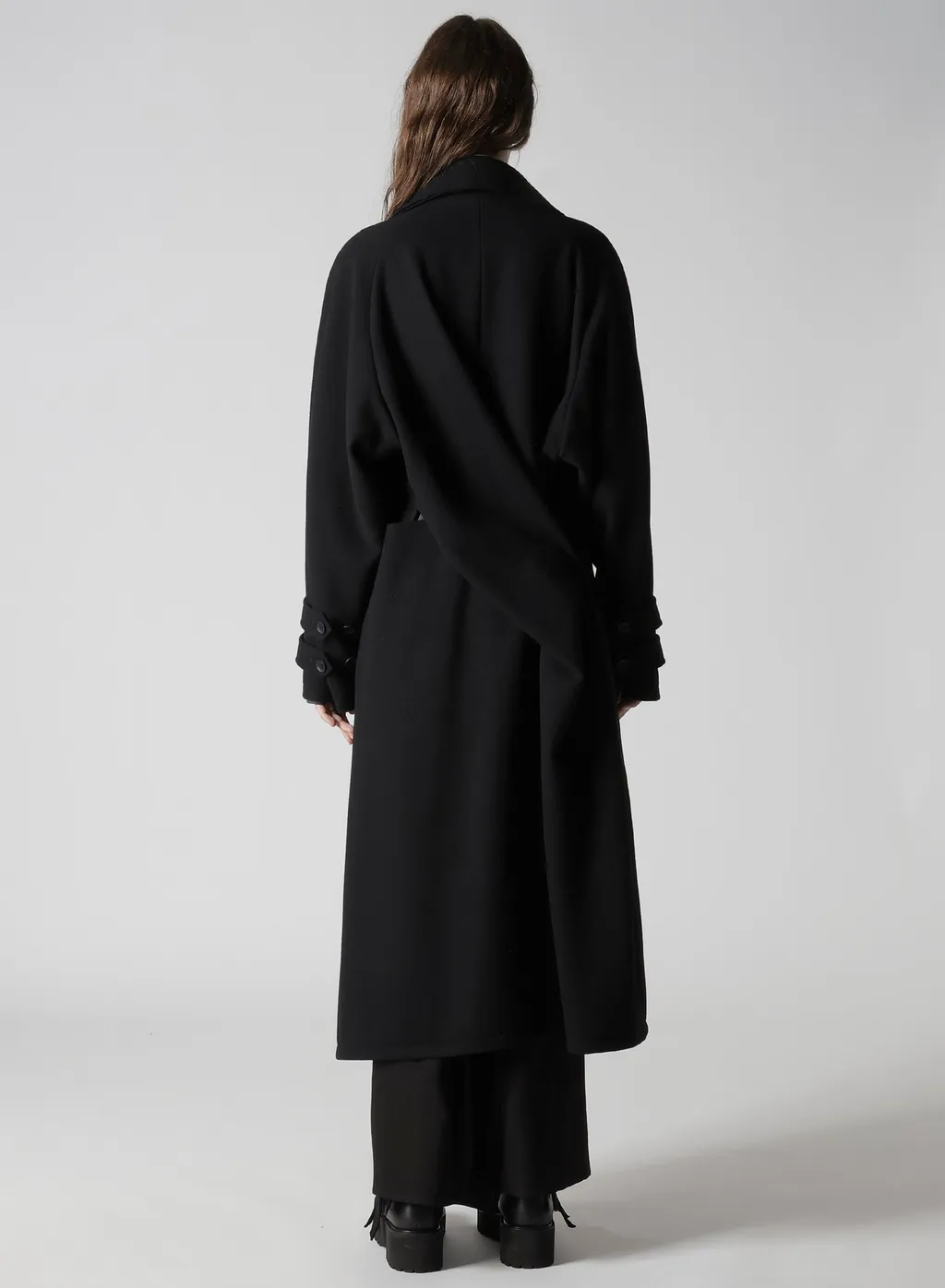 Wool Mosser Back Drape Trench Coat