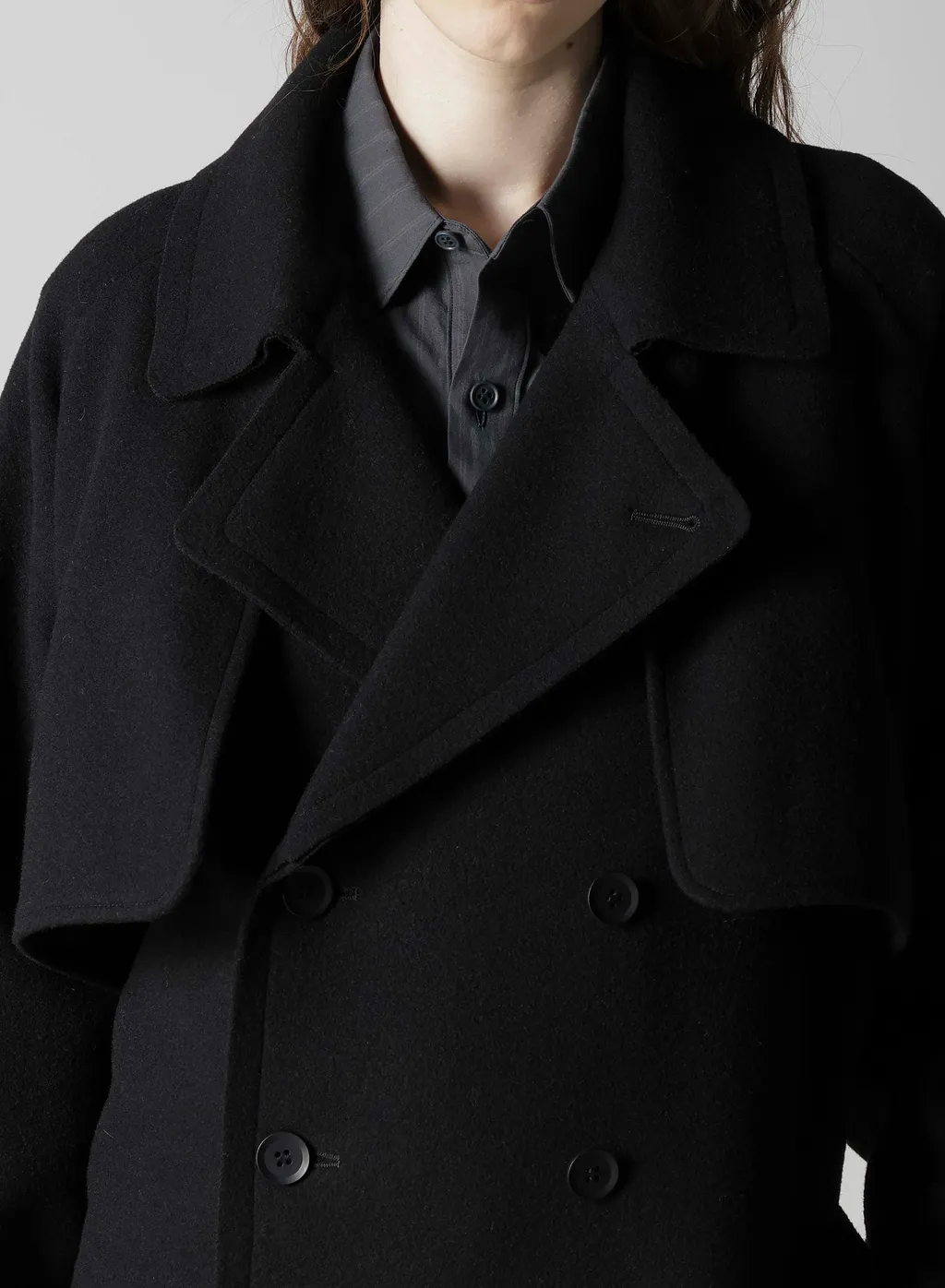 Wool Mosser Back Drape Trench Coat