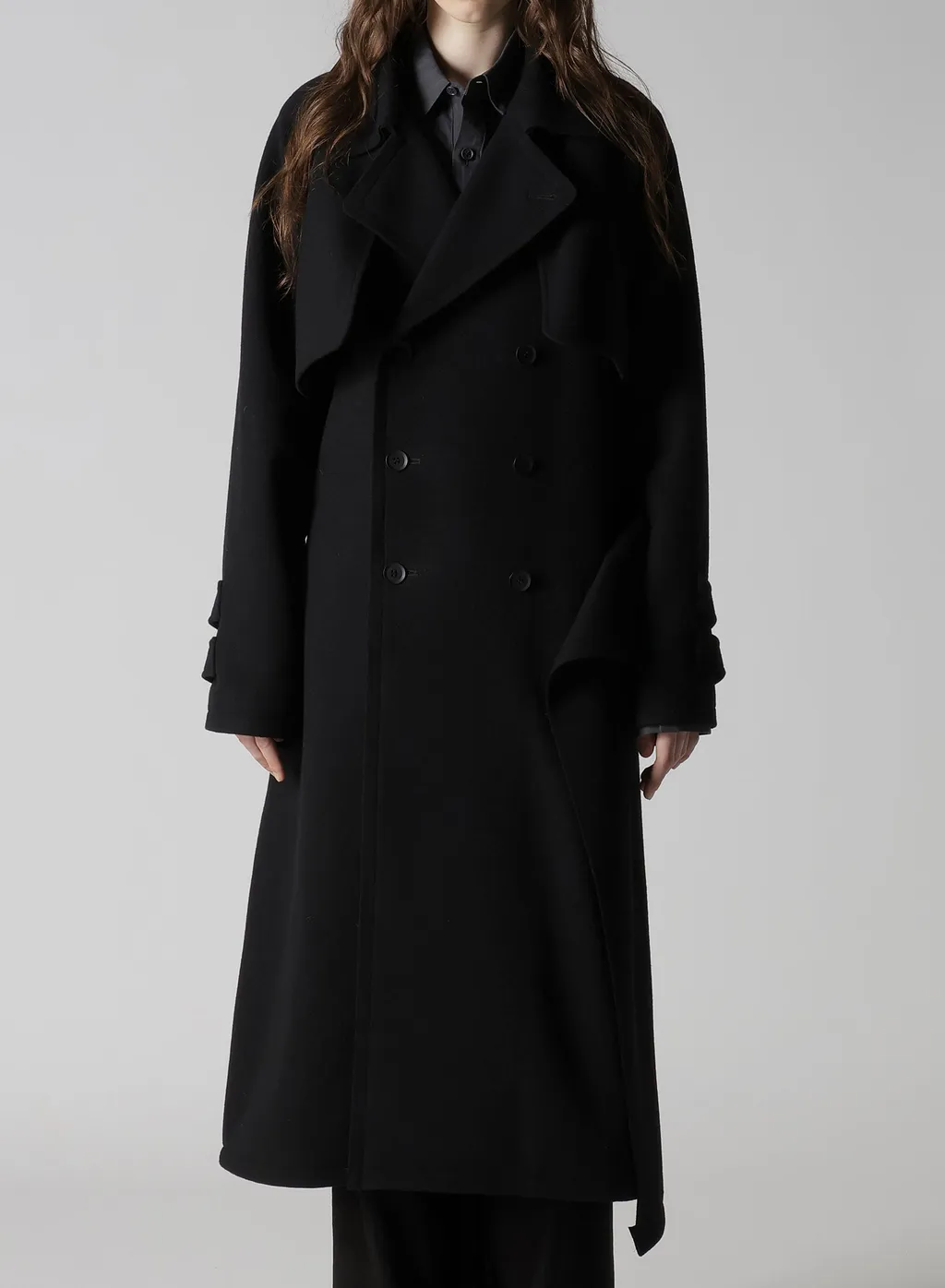 Wool Mosser Back Drape Trench Coat