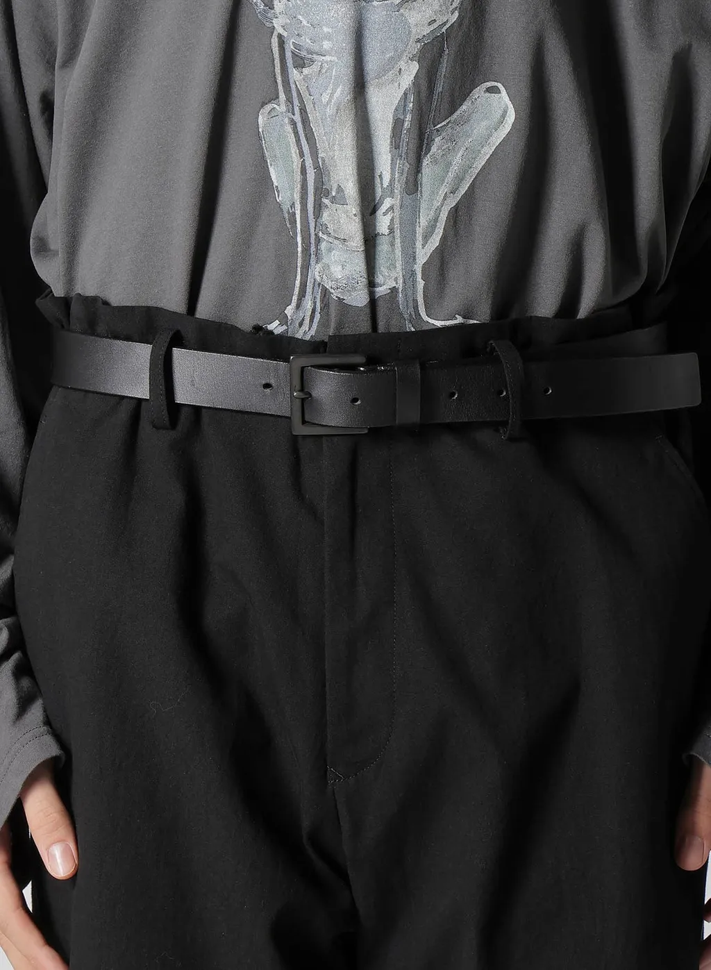 C/L Canvas Black Belted Hem Pants