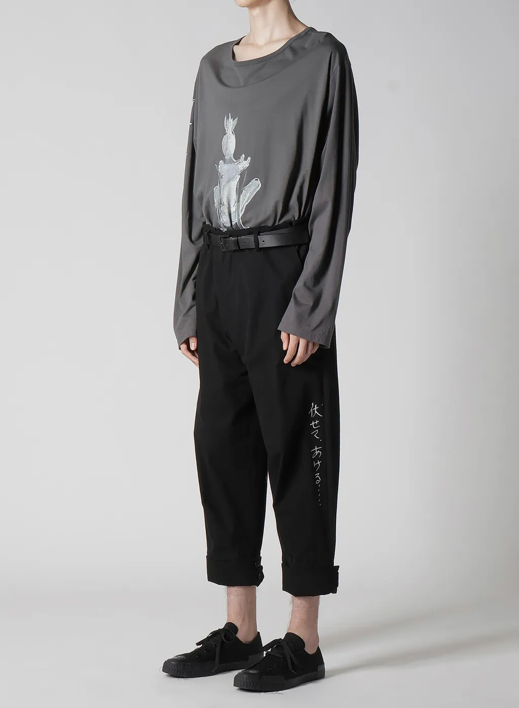 C/L Canvas Black Belted Hem Pants