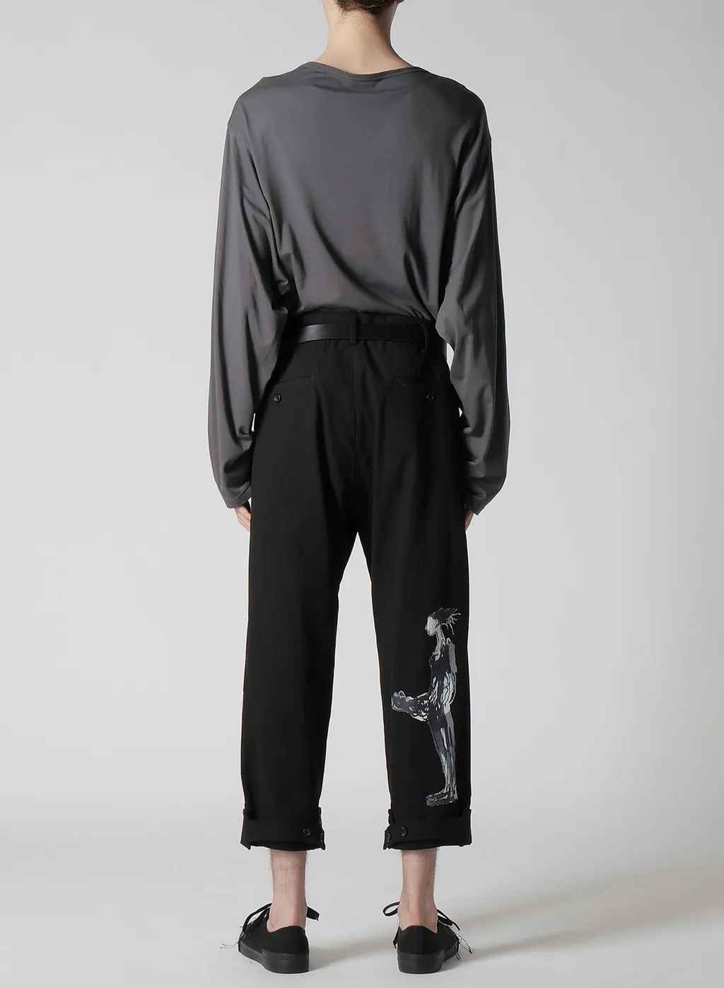 C/L Canvas Black Belted Hem Pants