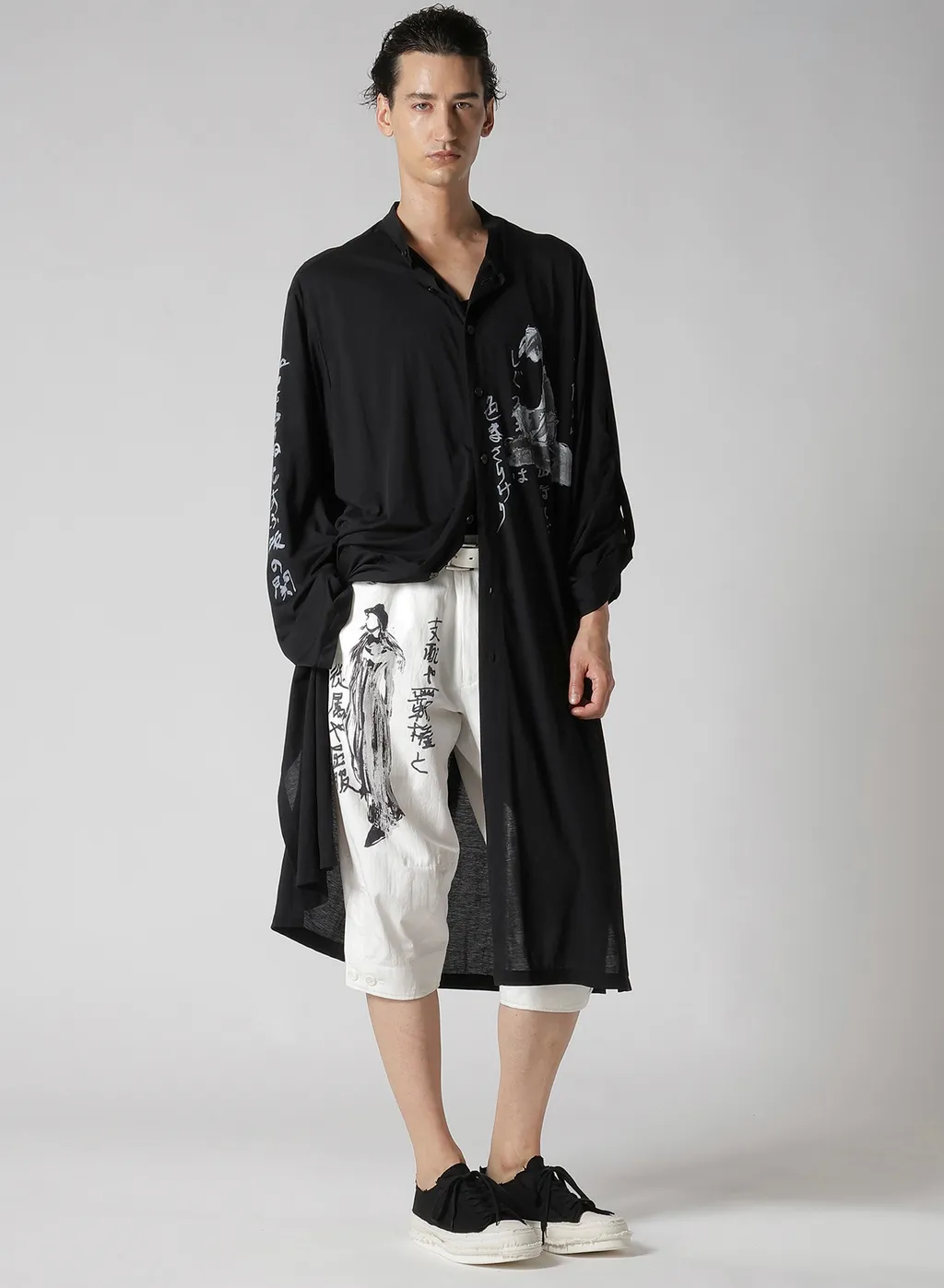 C/Ny Jersey B Handwritten Print Long Blouse