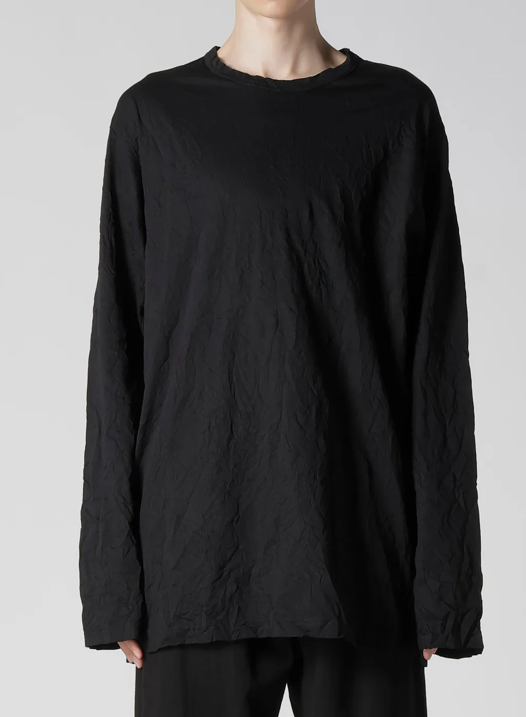 Wrinkled Stripe Jq Round Neck T