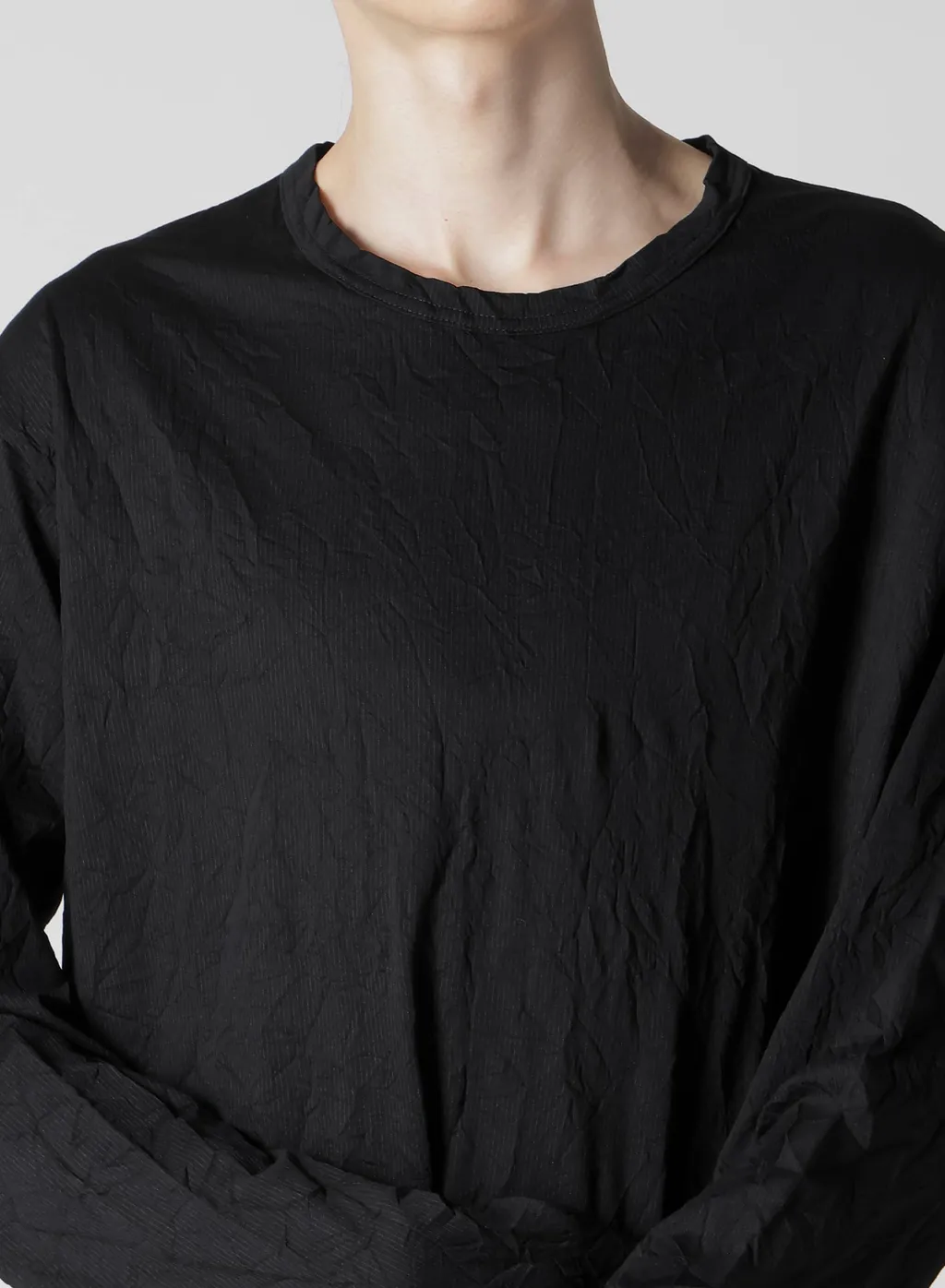 Wrinkled Stripe Jq Round Neck T