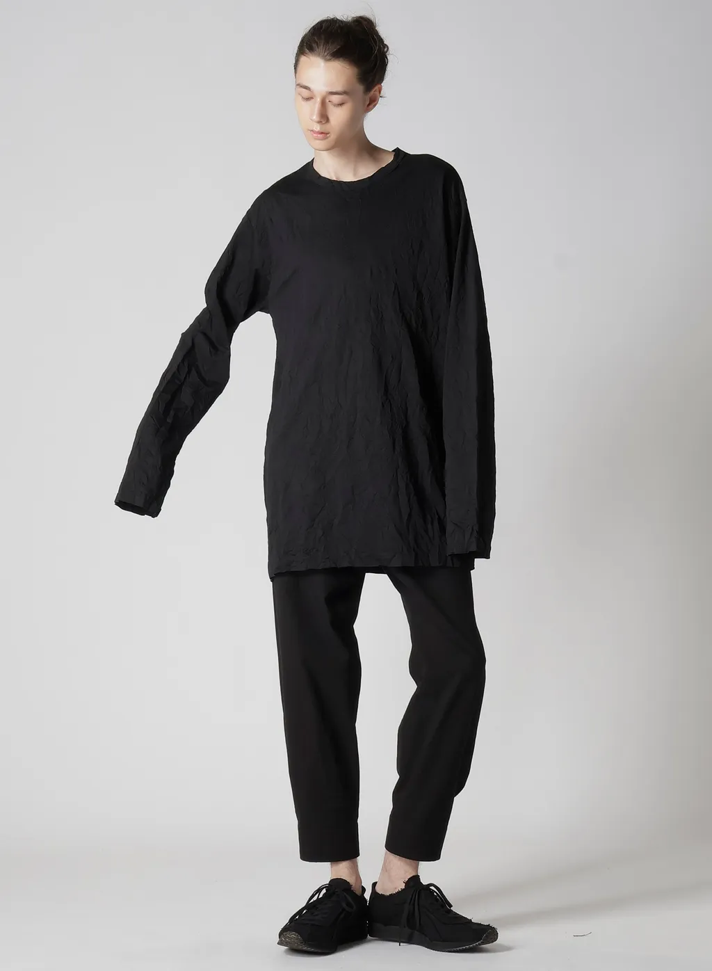 Wrinkled Stripe Jq Round Neck T