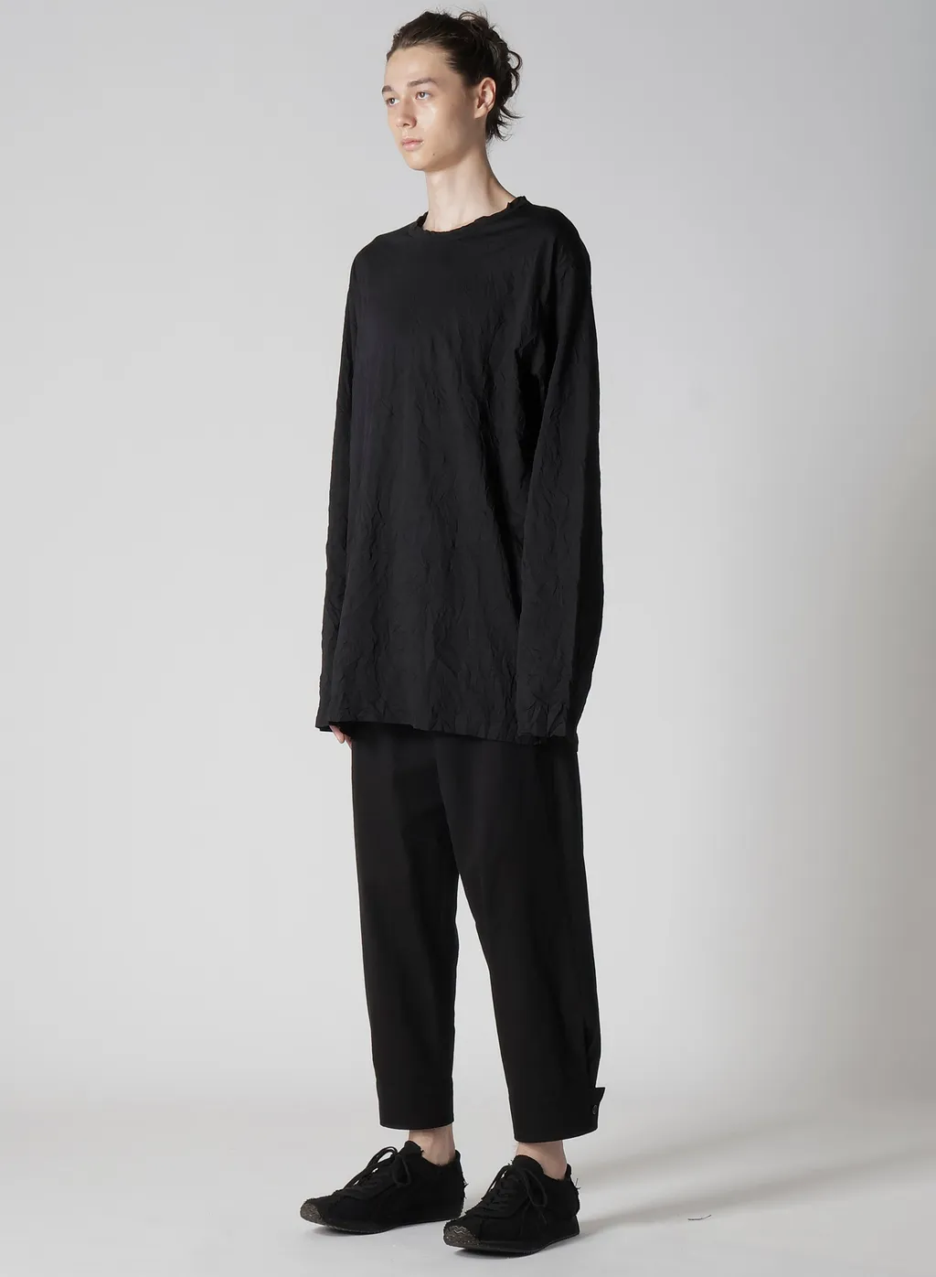 Wrinkled Stripe Jq Round Neck T