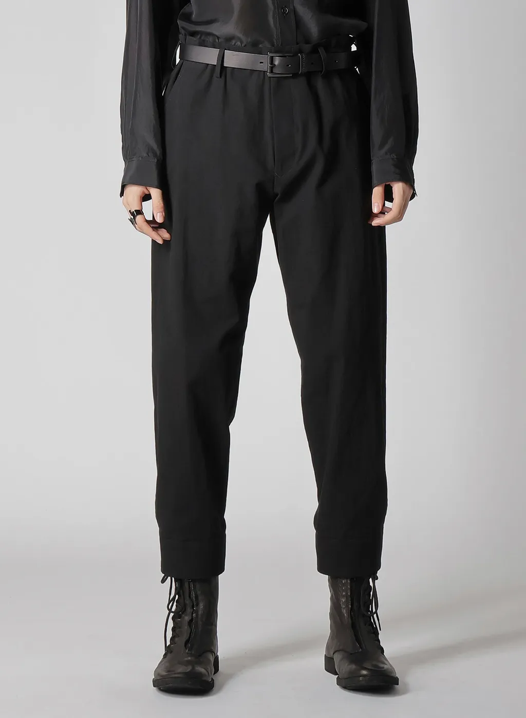 C/L Uneven Thread Canvas Belted Hem Pants