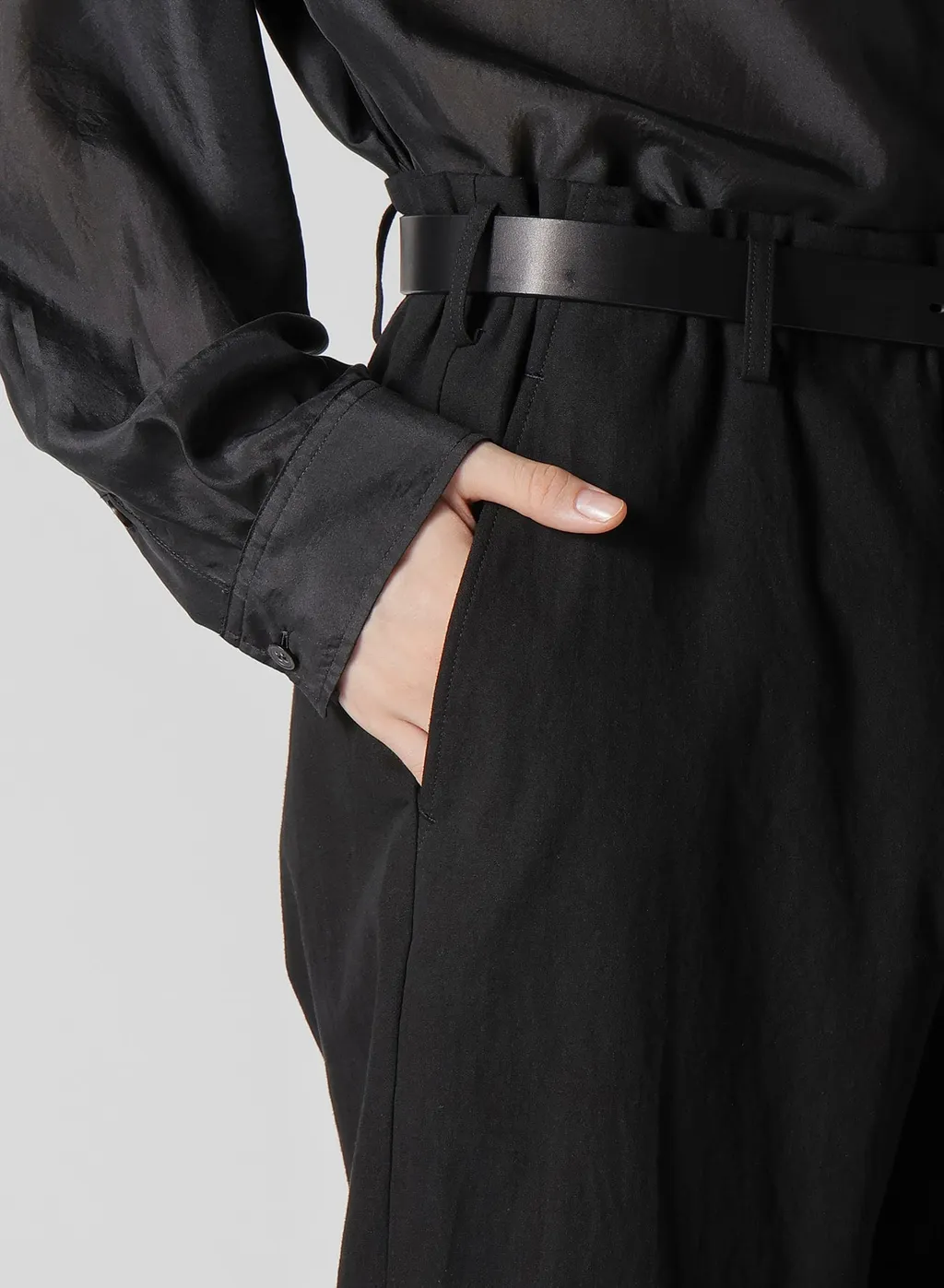 C/L Uneven Thread Canvas Belted Hem Pants
