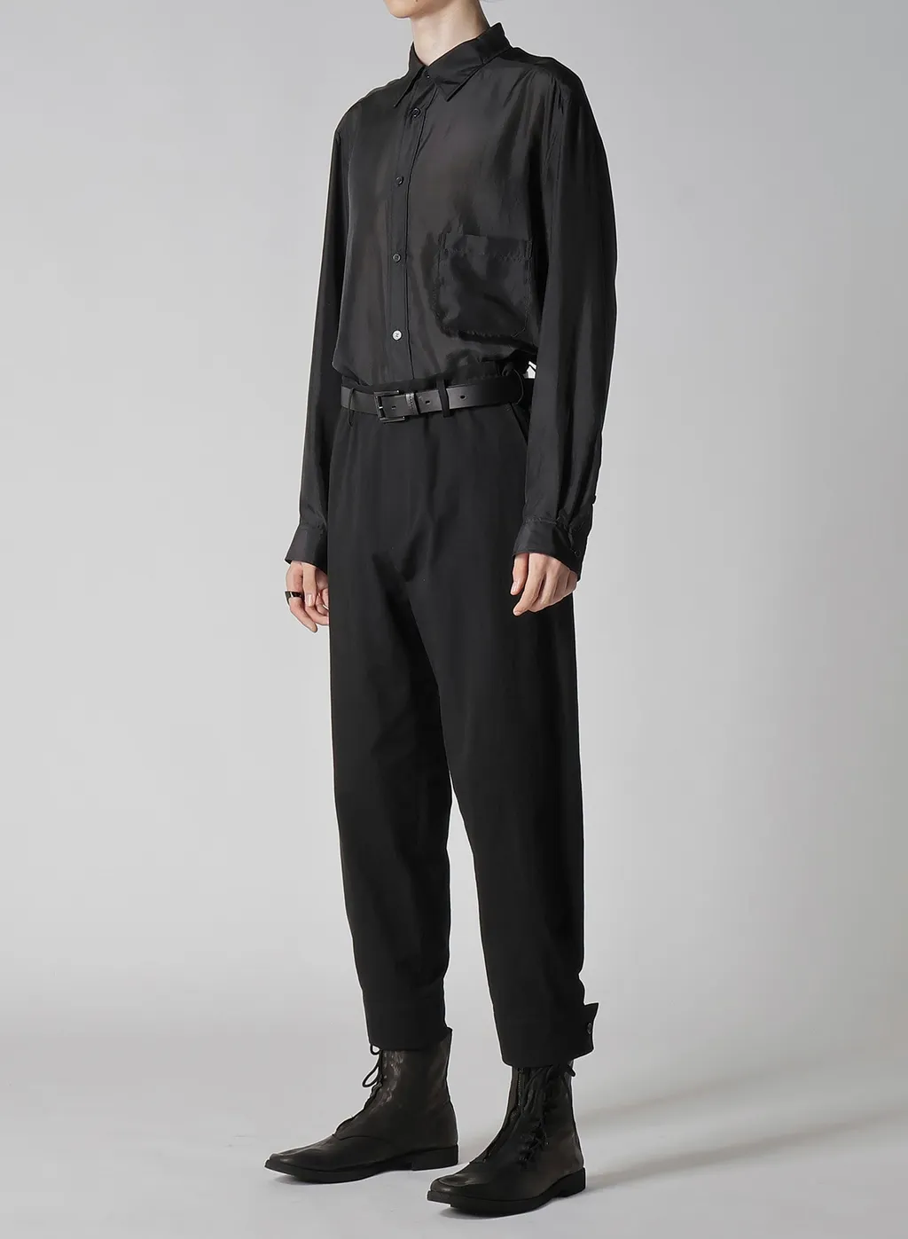 C/L Uneven Thread Canvas Belted Hem Pants