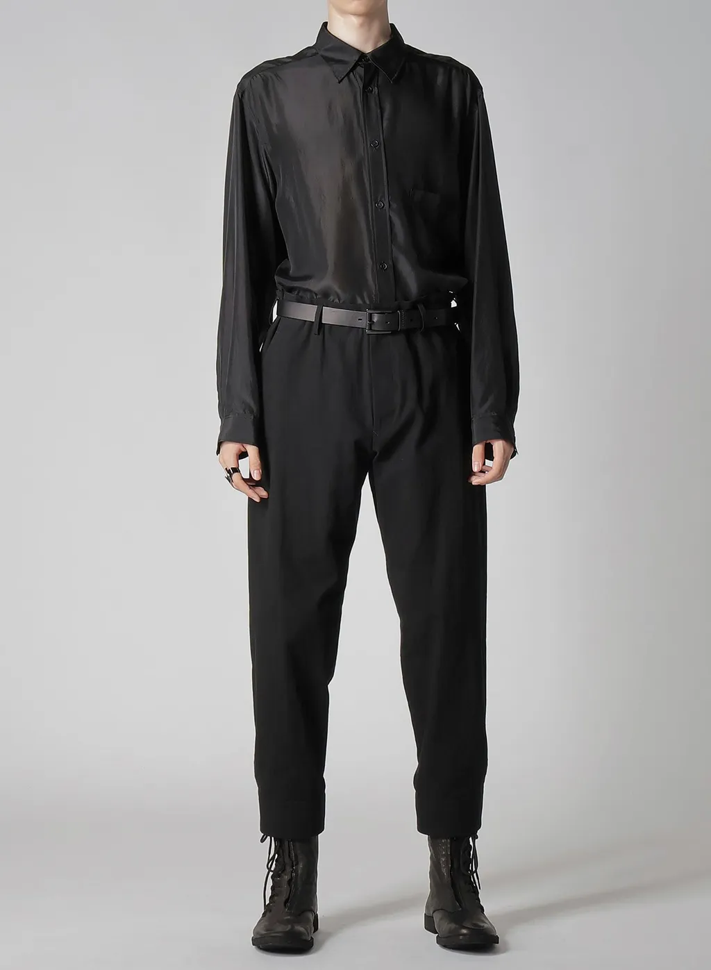 C/L Uneven Thread Canvas Belted Hem Pants