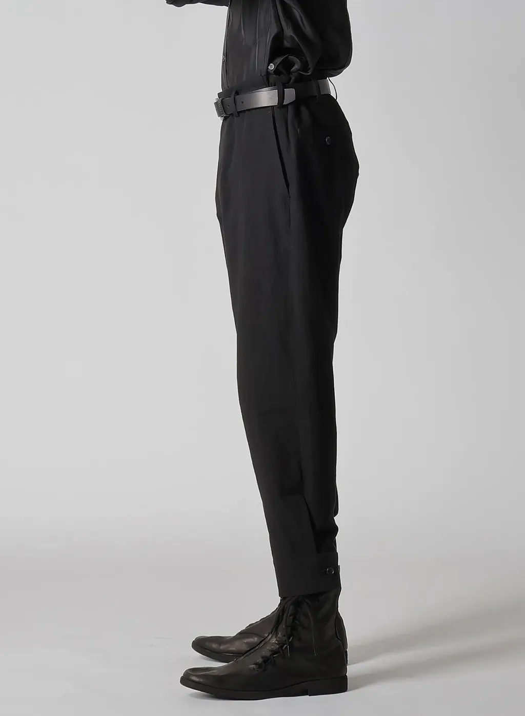 C/L Uneven Thread Canvas Belted Hem Pants