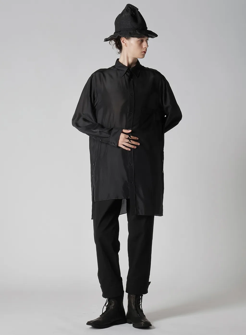 C/L Uneven Thread Canvas Belted Hem Pants