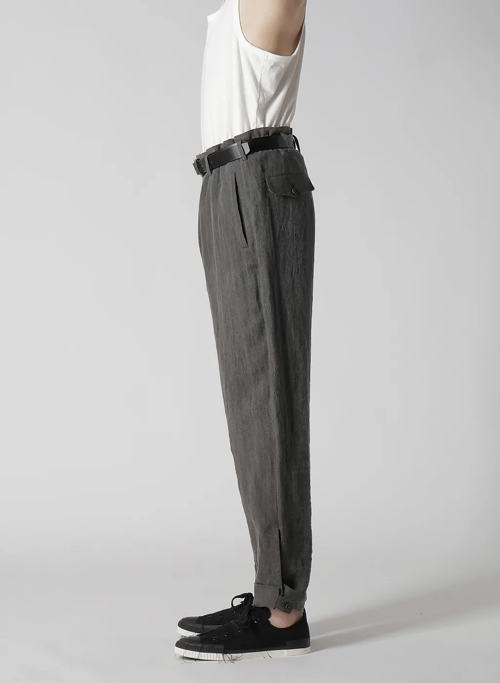 60 Flax Ink Tab Detail Slim Pants