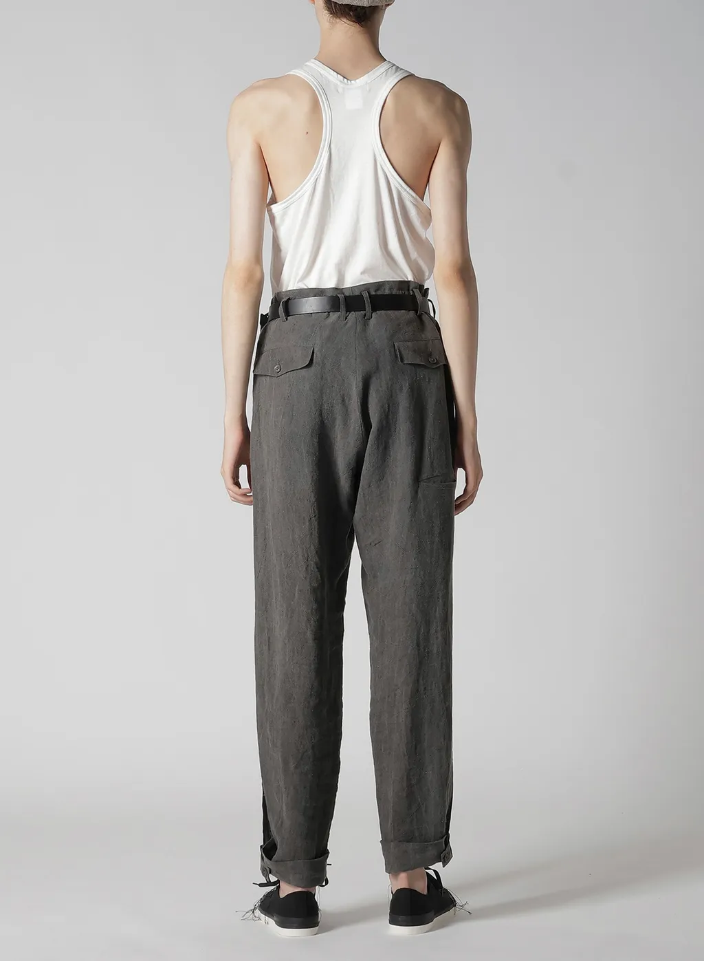 60 Flax Ink Tab Detail Slim Pants