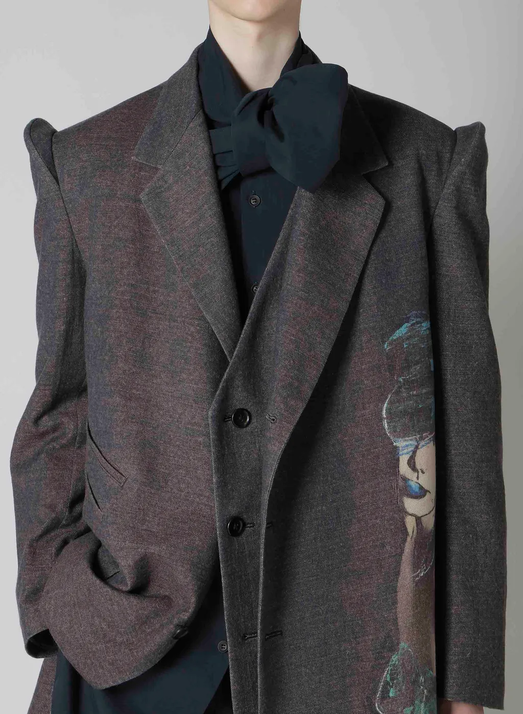 Lady Print Pinched Shoulder Jacket