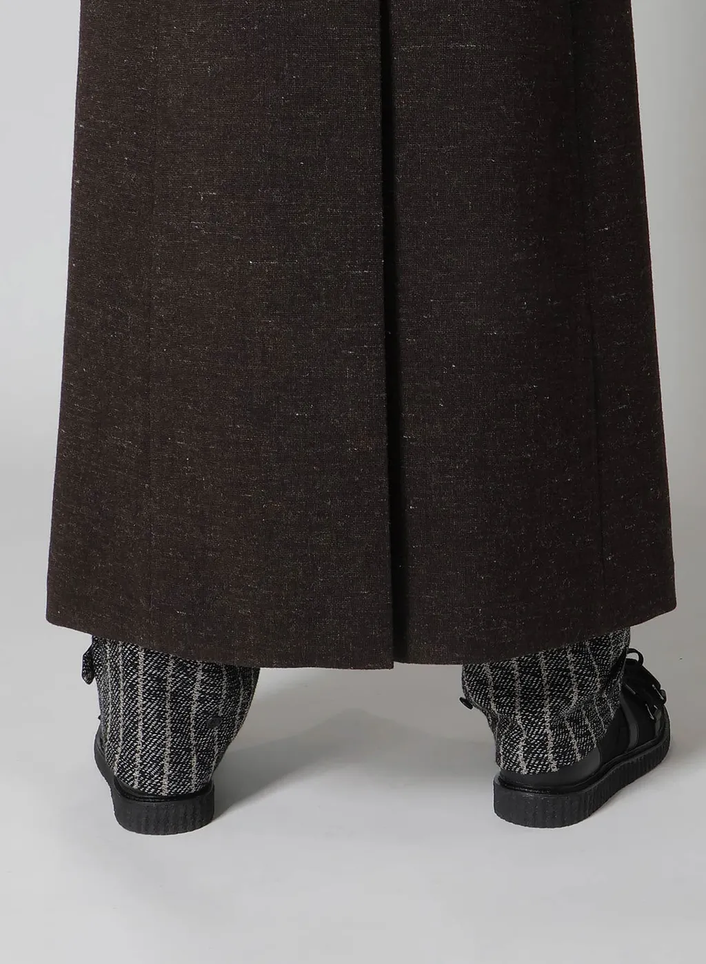 Wool Spinning Leather Switch Collar Button Jacket