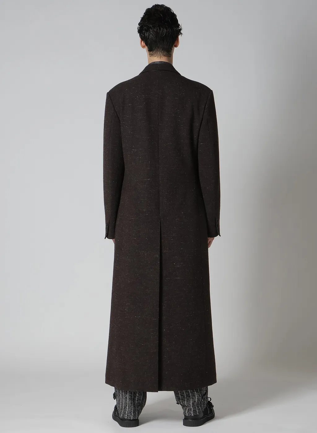 Wool Spinning Leather Switch Collar Button Jacket