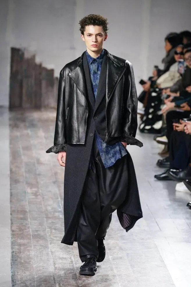Dobby Tweed Peak Lapel Long Jacket