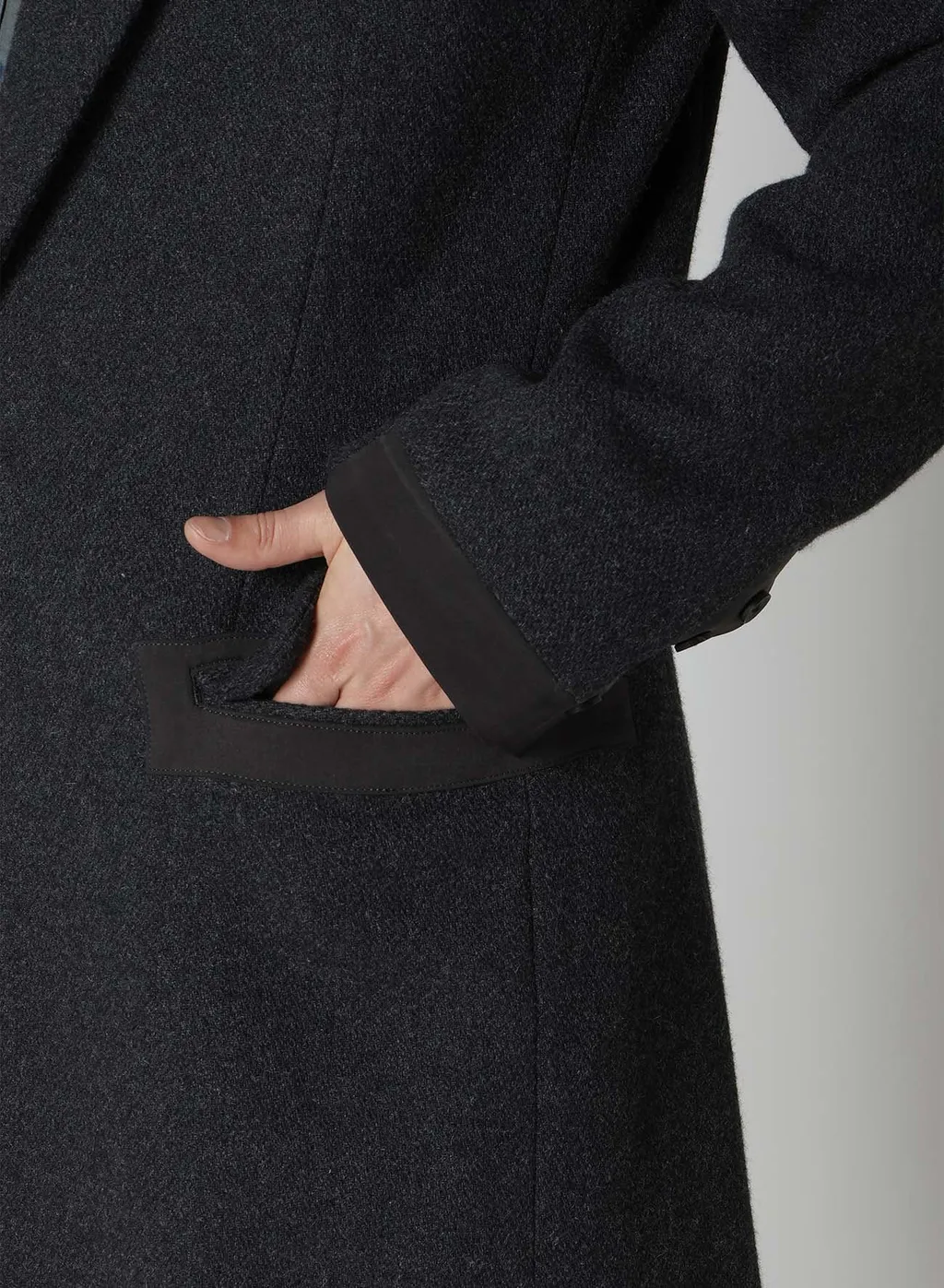 Dobby Tweed Peak Lapel Long Jacket