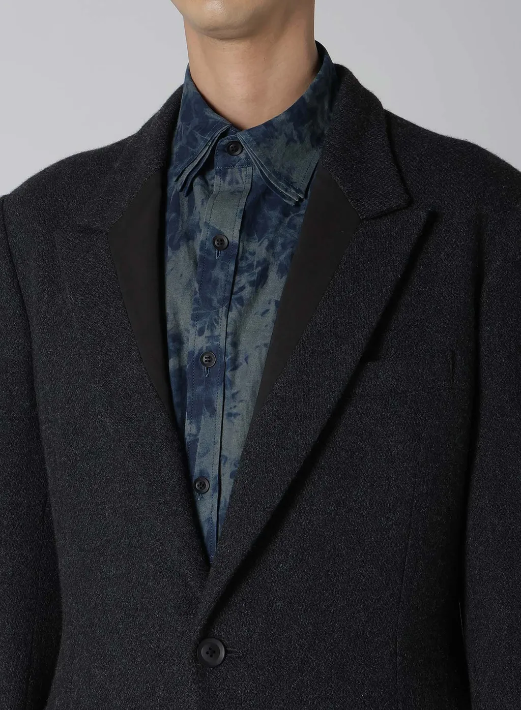 Dobby Tweed Peak Lapel Long Jacket