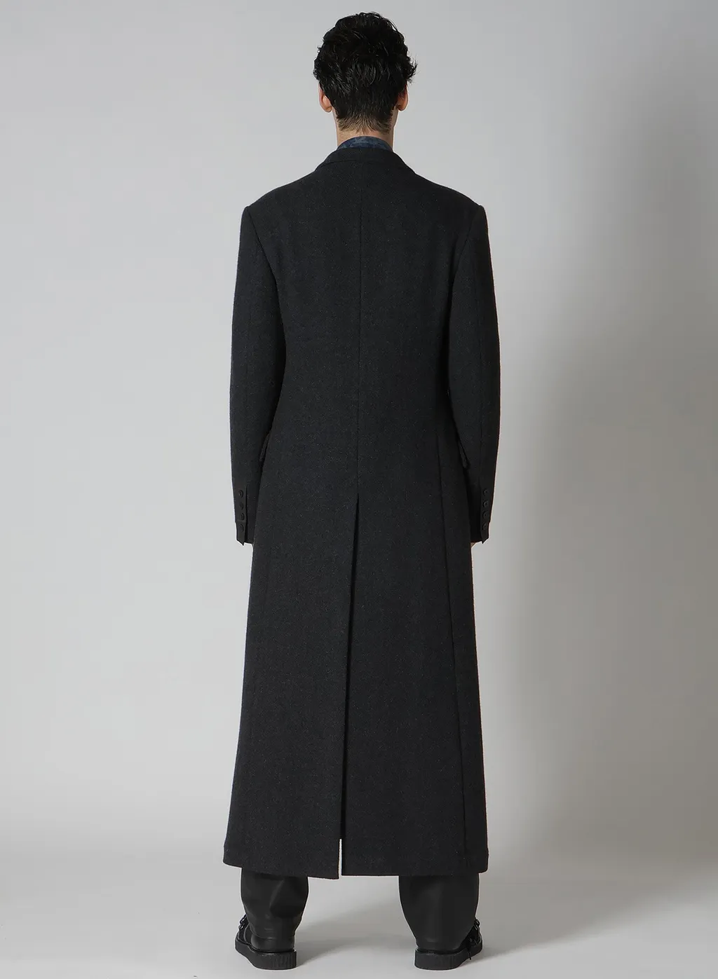 Dobby Tweed Peak Lapel Long Jacket