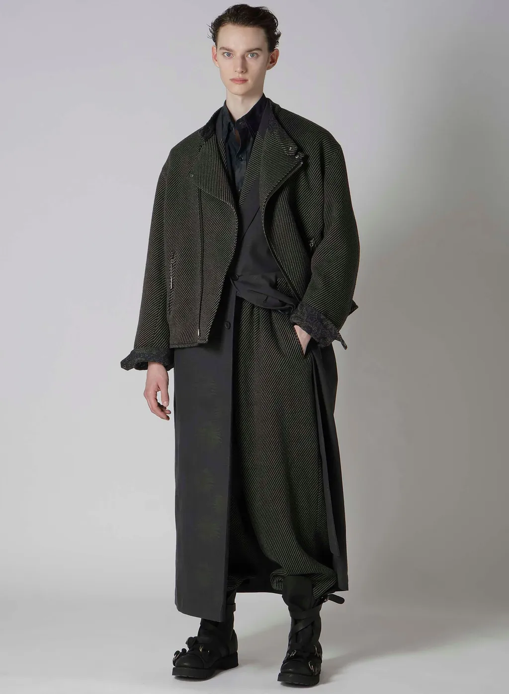 Dungaree Jq Black Long Jacket