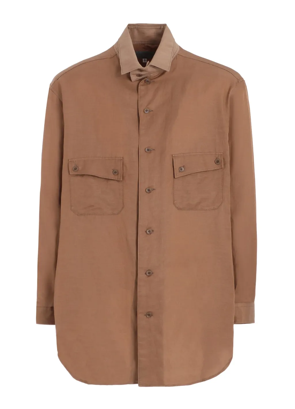 Cu/C/Flax Stand Collar Shirt
