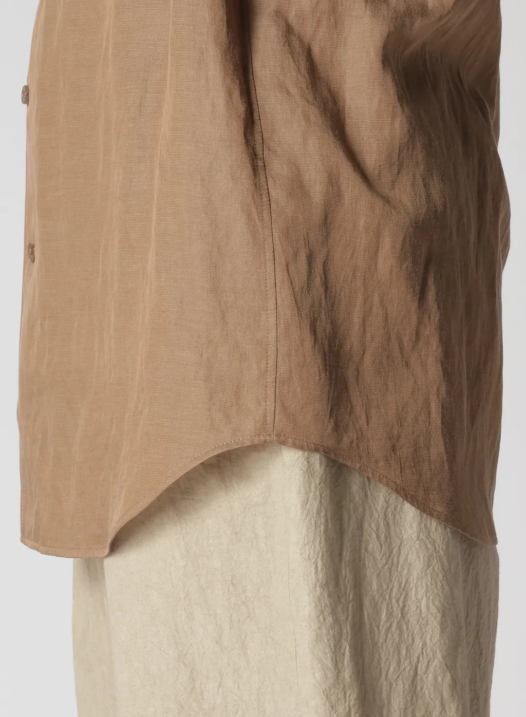 Cu/C/Flax Stand Collar Shirt