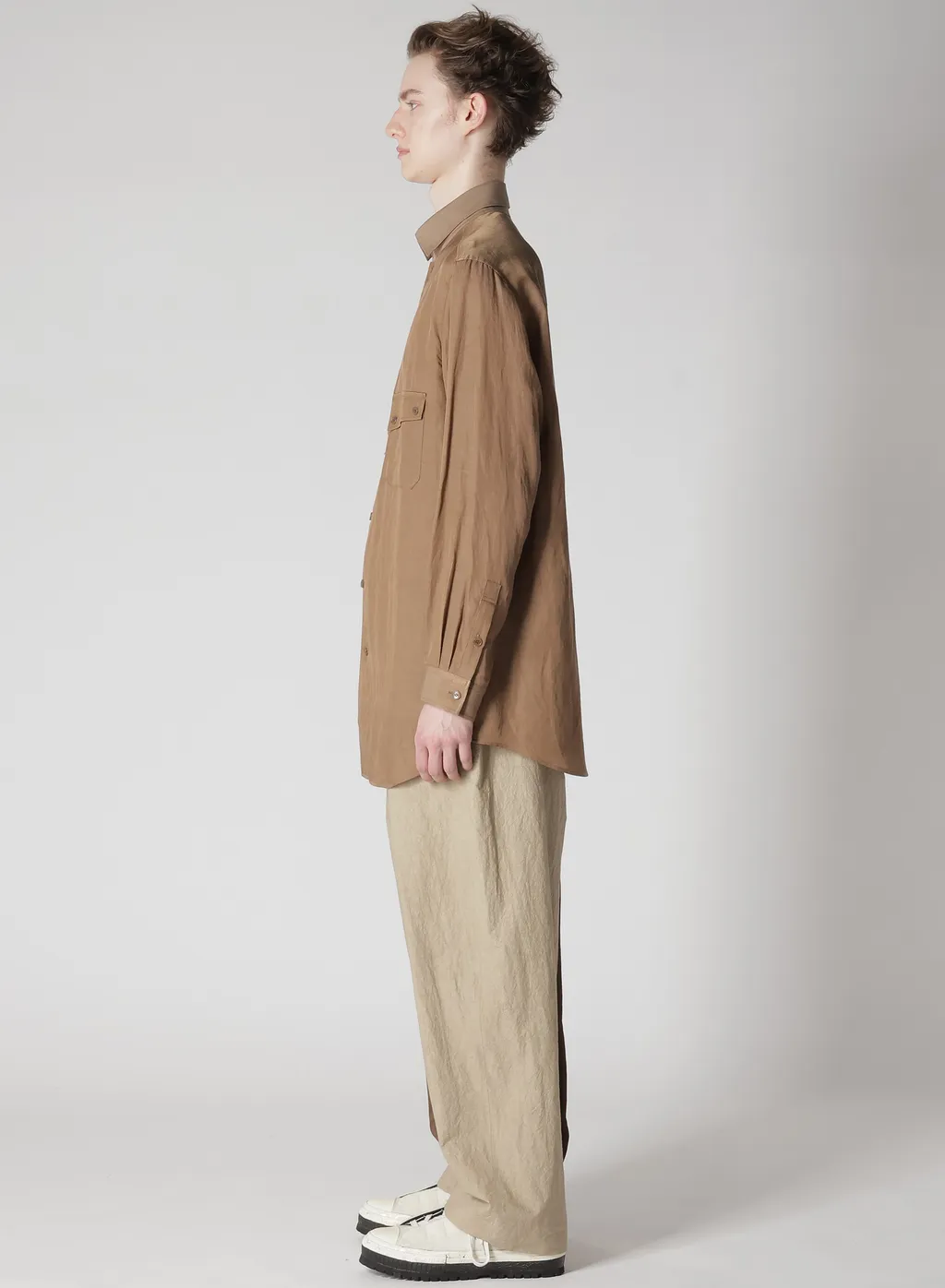 Cu/C/Flax Stand Collar Shirt