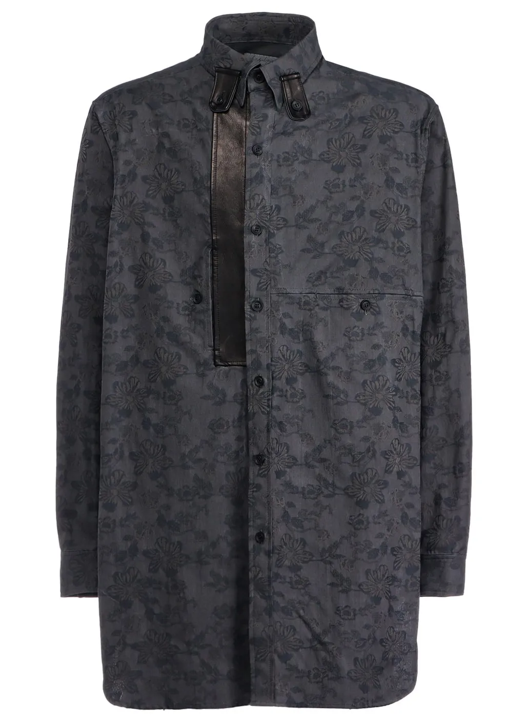 Ink Flower Design+Leathr Panel Blouse