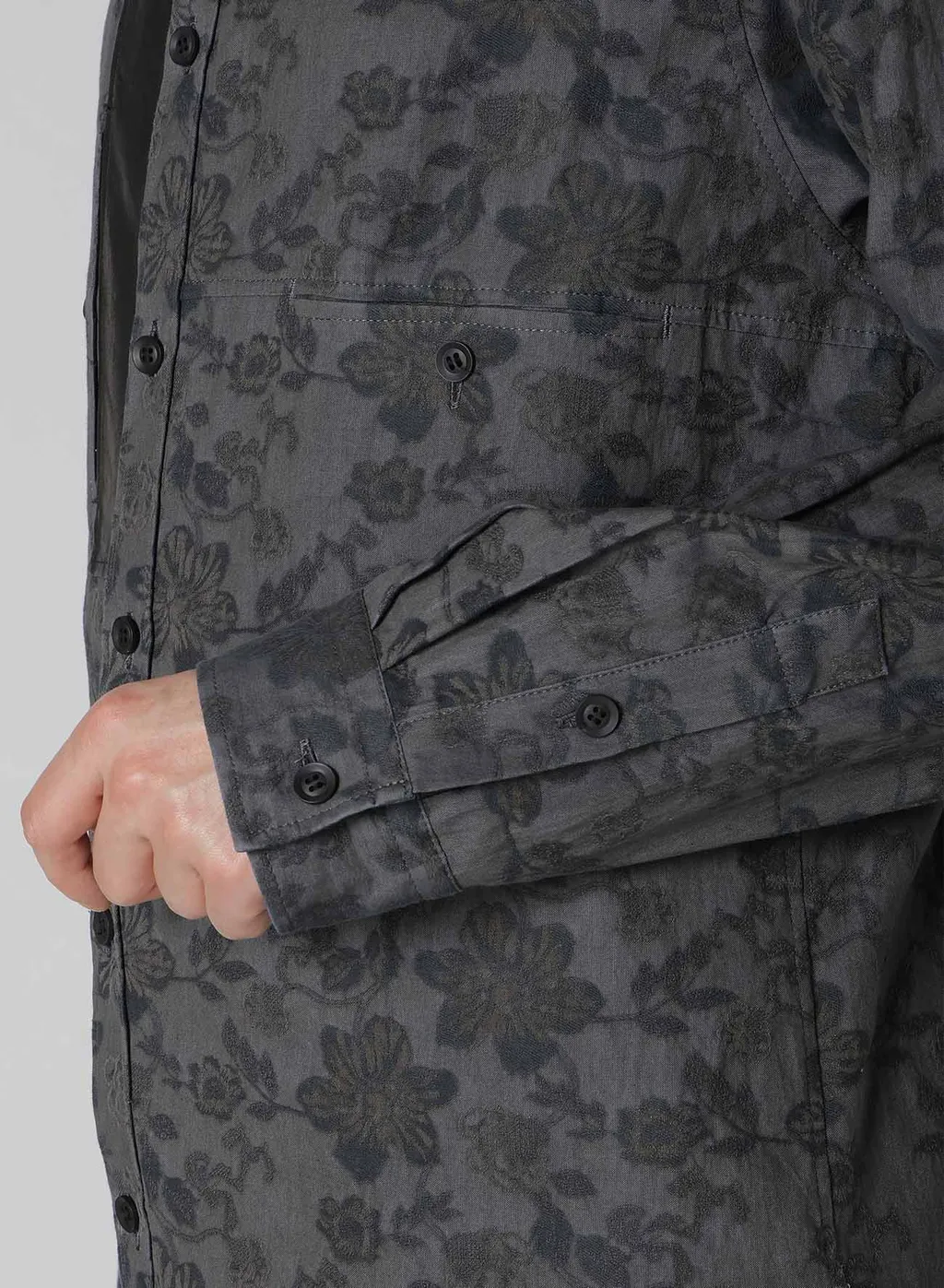 Ink Flower Design+Leathr Panel Blouse