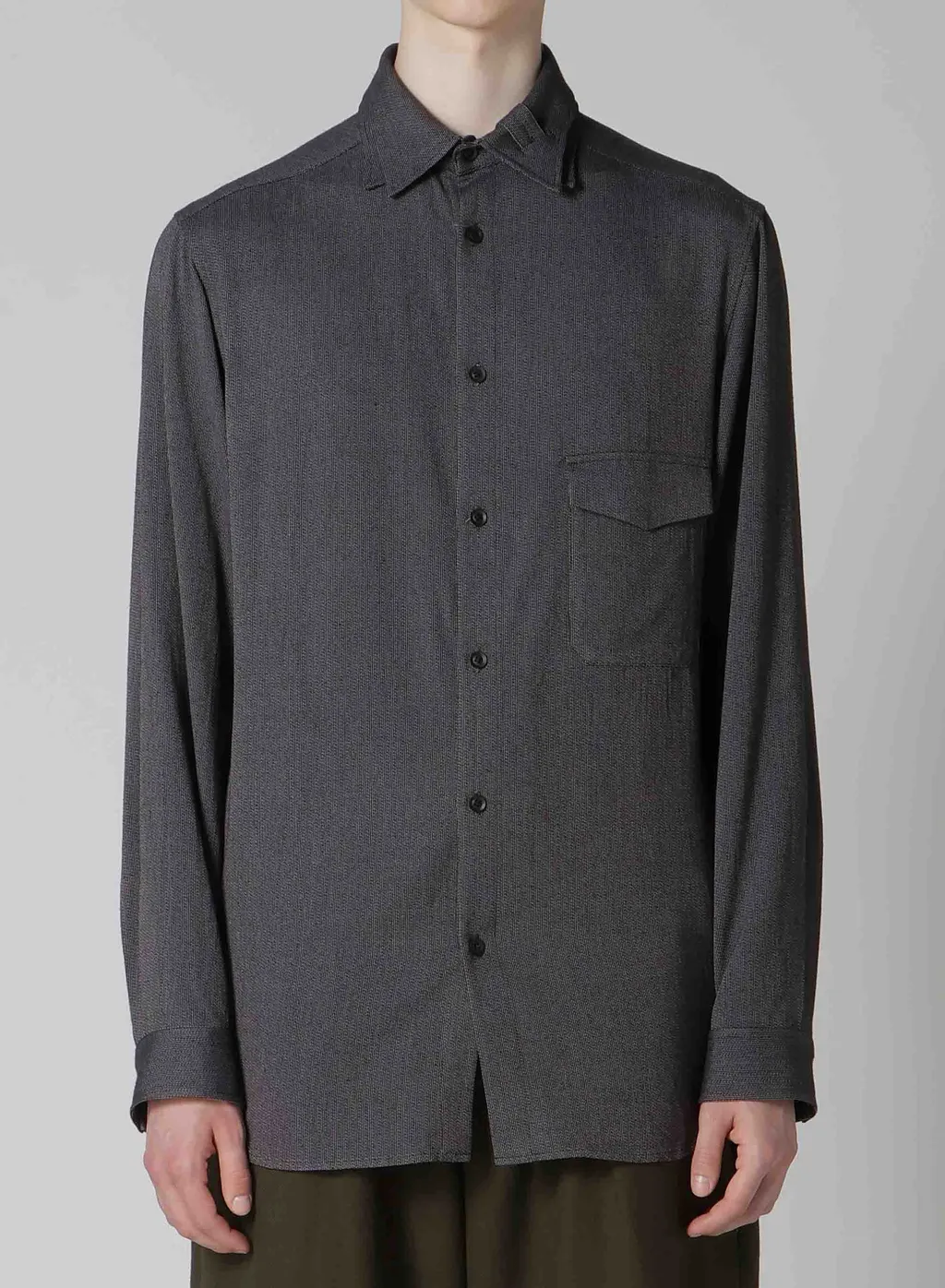 Ry M Herringbone Collar Tab Blouse