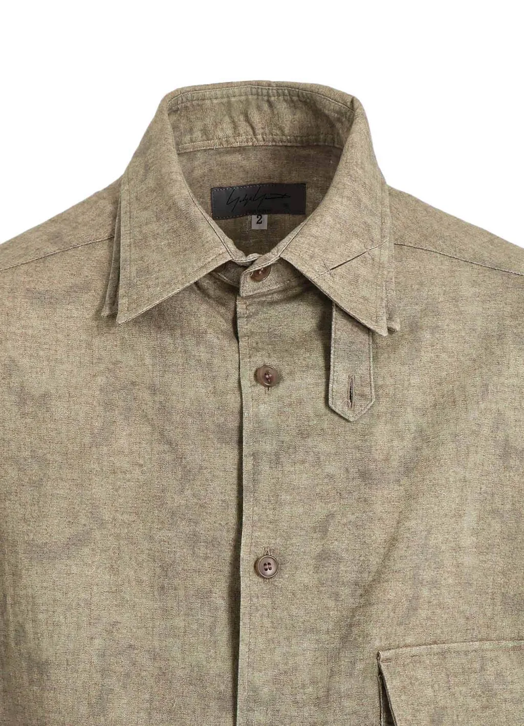 Cotton Linen Herringbone 5 Way Collar Tab Blouse